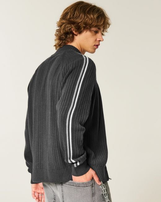 Hollister Black Relaxed Zip-up Soccer Emblem Sweater for men