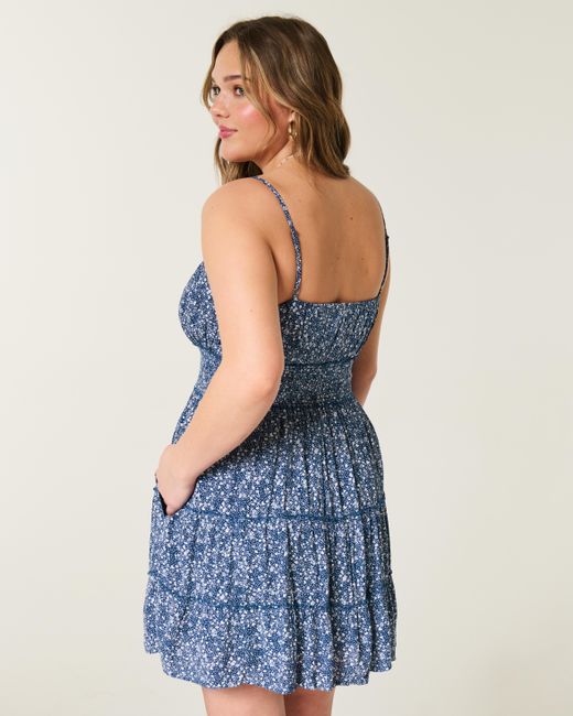Hollister Blue Smocked Waist Mini Dress