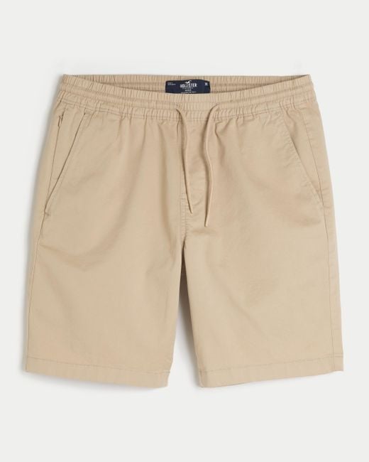 Hollister Natural Twill Pull-on Shorts 9" for men