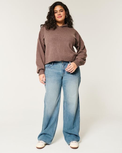 Hollister Blue Low Rise Baggy-Jeans in mittlerer Waschung