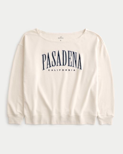 Hollister Natural Schulterfreies Oversized-Sweatshirt mit Pasadena-Grafik