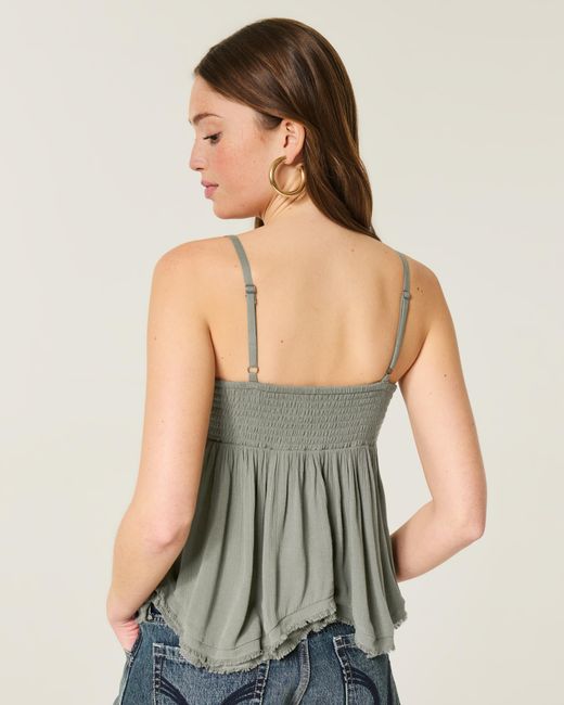 Hollister Gray Easy Shine Ruffle Babydoll Top
