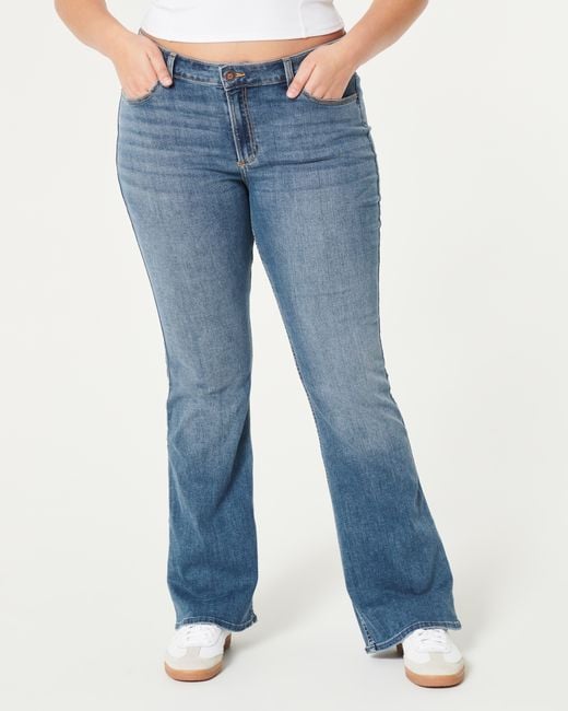 Hollister Blue Curvy Mid-rise Medium Wash Boot Jeans