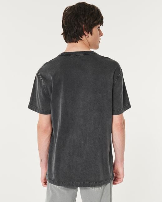 Hollister Lässiges verwaschenes T-Shirt mit Rundhalsausschnitt aus Baumwolle in Black für Herren