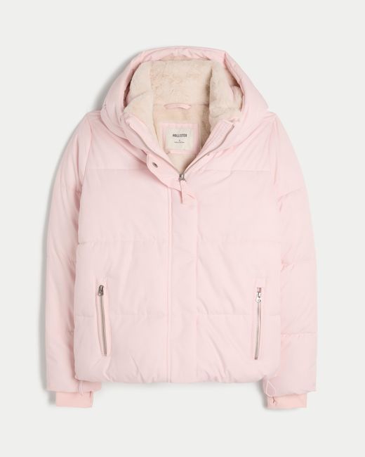 Hollister white puffer outlet