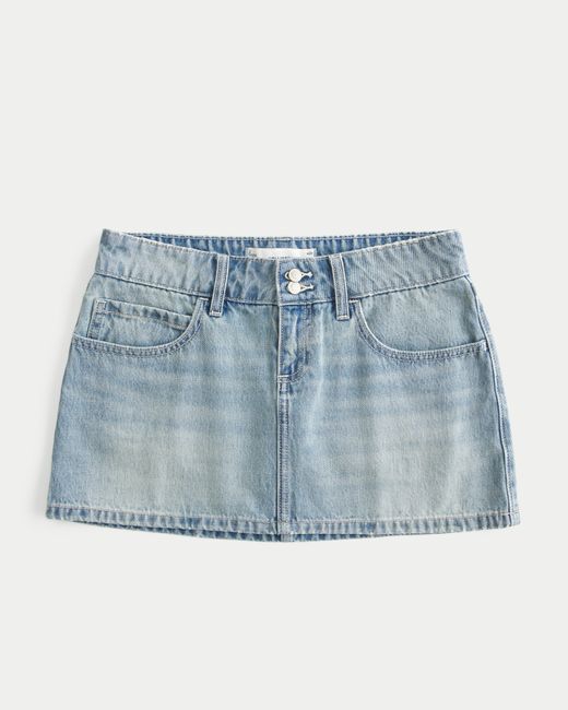 Hollister Blue Low-rise Denim Mini Skort