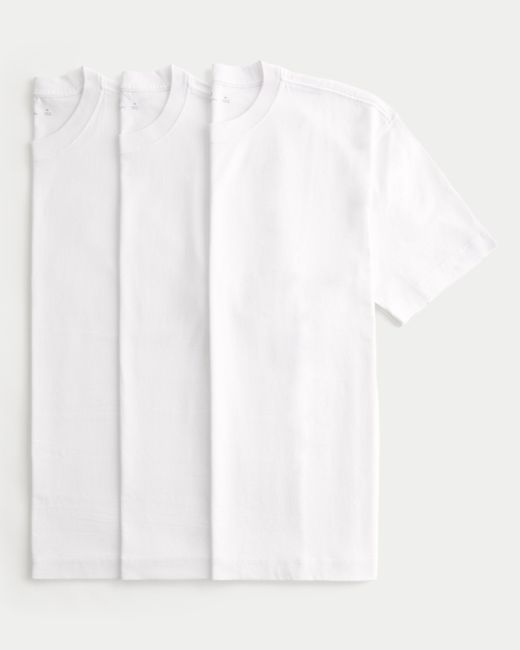 Hollister Boxy Heavyweight White Crew T-shirt 3-pack for men