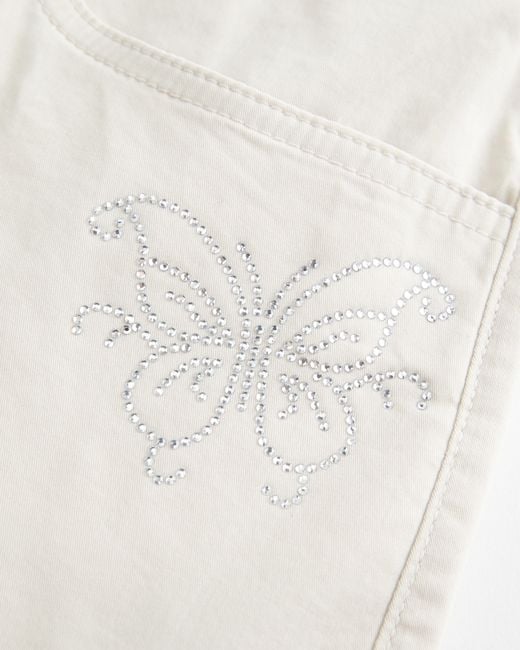Hollister Natural Low-rise Shine Butterfly Twill Mini Skort