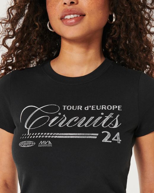 Hollister Black Tour D'europe Circuits Graphic Baby Tee
