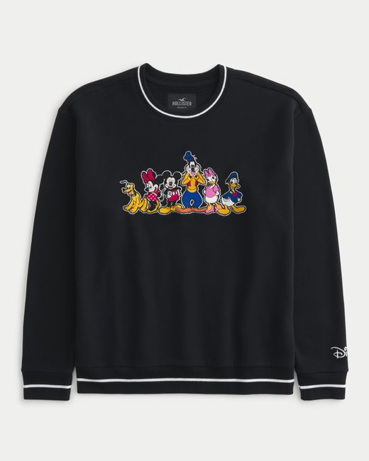 Hollister Lässiger Pullover mit Rundhalsausschnitt und Disney-Figuren-Grafik in Black für Herren