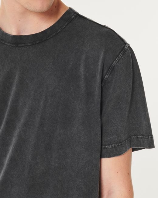 Hollister Lässiges verwaschenes T-Shirt mit Rundhalsausschnitt aus Baumwolle in Black für Herren