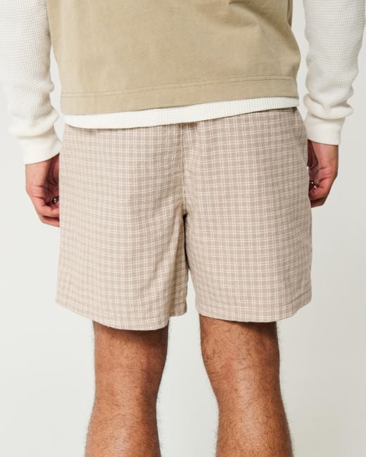 Hollister Natural Mid-thigh Linen-blend Pull-on Shorts for men