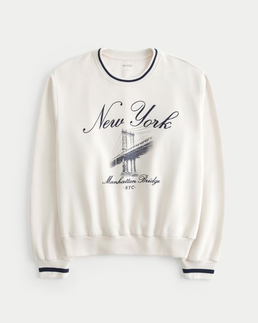 Hollister Natural Easy New York Graphic Crew Sweatshirt