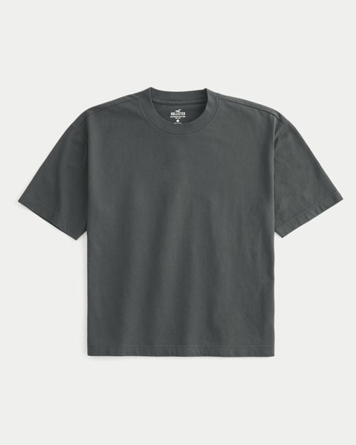 Hollister Gray Heavyweight Boxy Crop Crew T-shirt for men