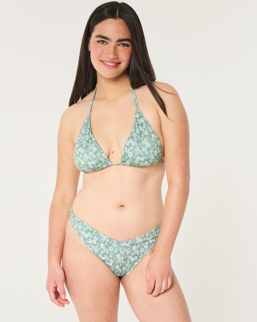 Hollister Green Ribbed High-leg V-waist Cheekiest Bikini Bottom
