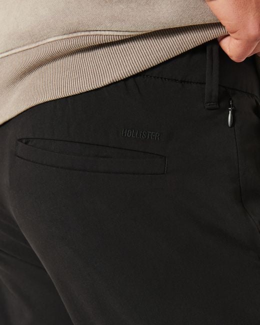 Hollister Black Slim Straight Tech Chino Pants for men