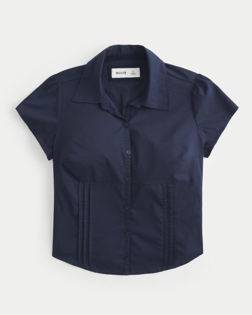 Hollister Short sleeve Button through Shirt in Blue Lyst UK