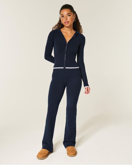 Hollister Blue Gilly Hicks Sweater-knit Foldover Bootcut Pants