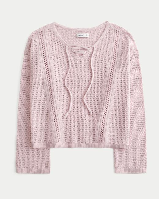 Hollister Pink Stitchy V-neck Sweater