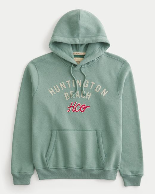 Hollister Green Logo Graphic Hoodie for men
