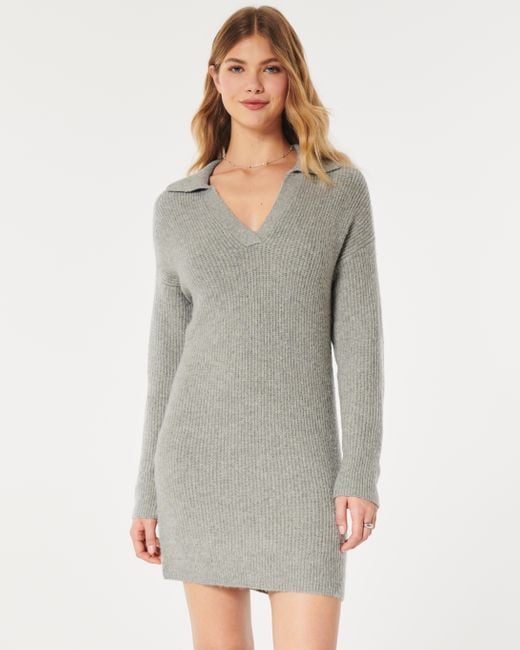 Hollister Gray Collared Sweater Dress