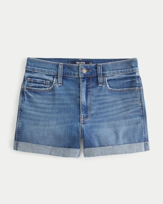 Hollister Blue High-rise Medium Wash Denim Shorts