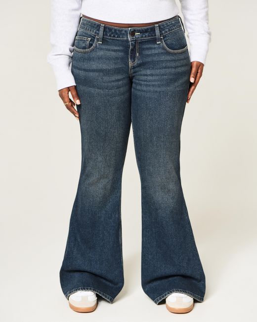 Hollister Blue Ultra Low-rise Dark Wash Flare Jeans