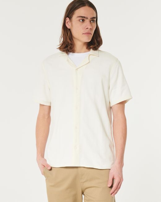 Hollister Natural Relaxed Textured Stripe Short-sleeve Shirt for men