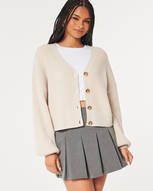 Hollister Natural Easy Cozy Ribbed Cardigan