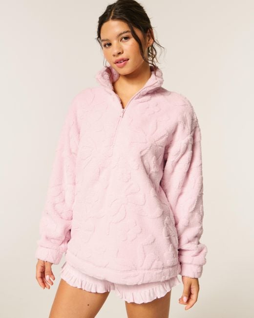 Hollister Gilly Hicks Sherpa Quarter-zip Sweatshirt in Pink Lyst UK