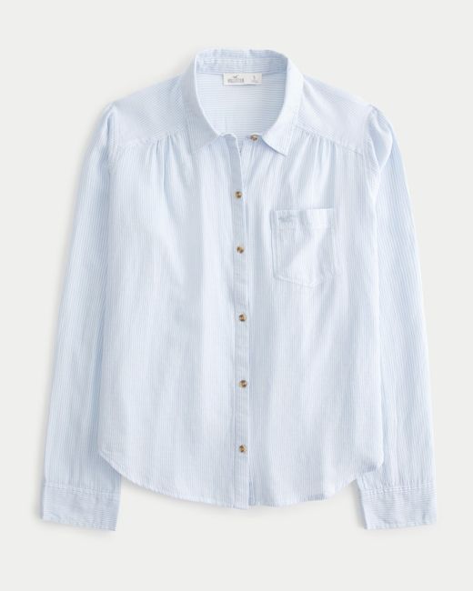 Hollister Blue Oversized Icon Button-through Shirt