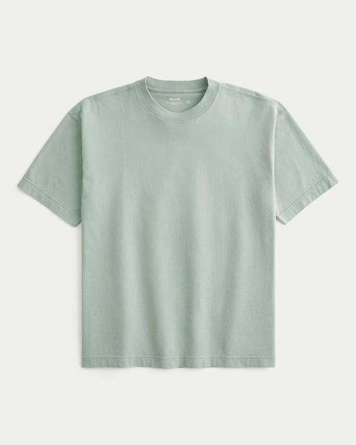 Hollister Green Boxy Heavyweight Washed Crew T-shirt for men