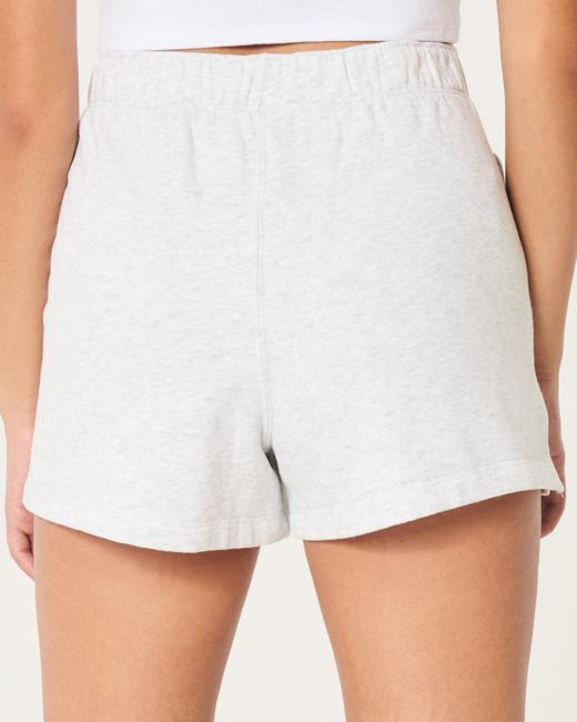 Hollister White Adjustable Rise Fleece Shorts