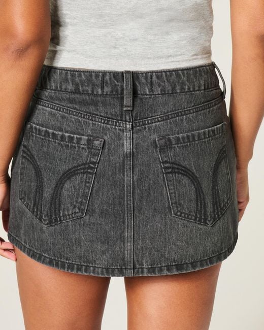 Hollister Black Curvy Low-rise Denim Mini Skort