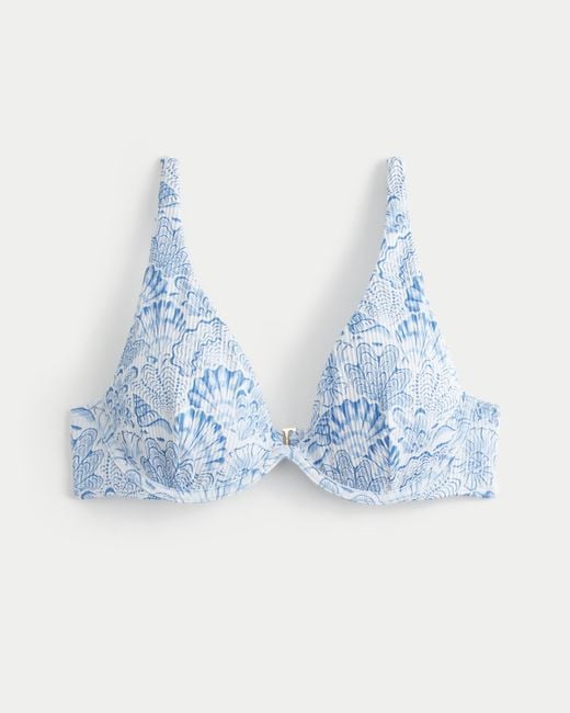 Hollister Blue Rib High Apex Underwire Bikini Top