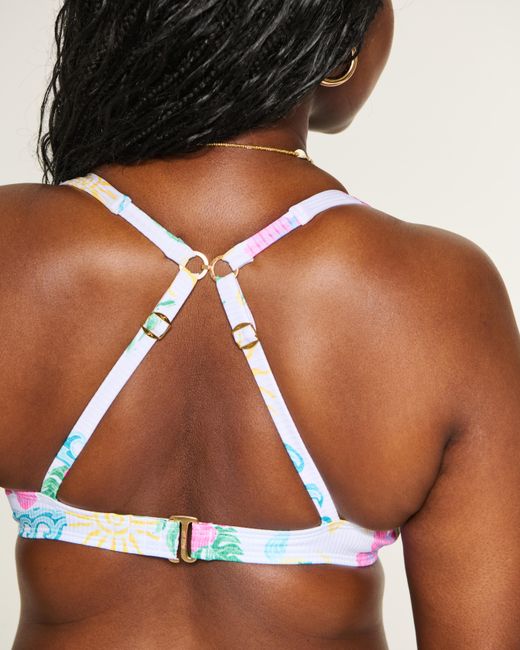 Hollister White Curvy Rib High Apex Underwire Bikini Top