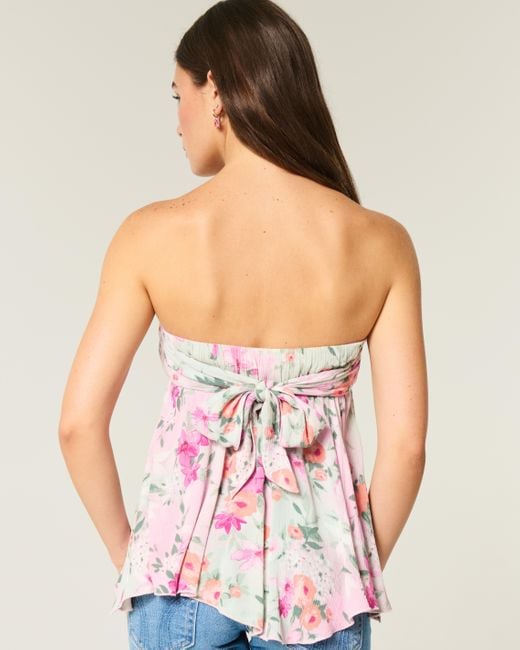 Hollister White Strapless Handkerchief Hem Top