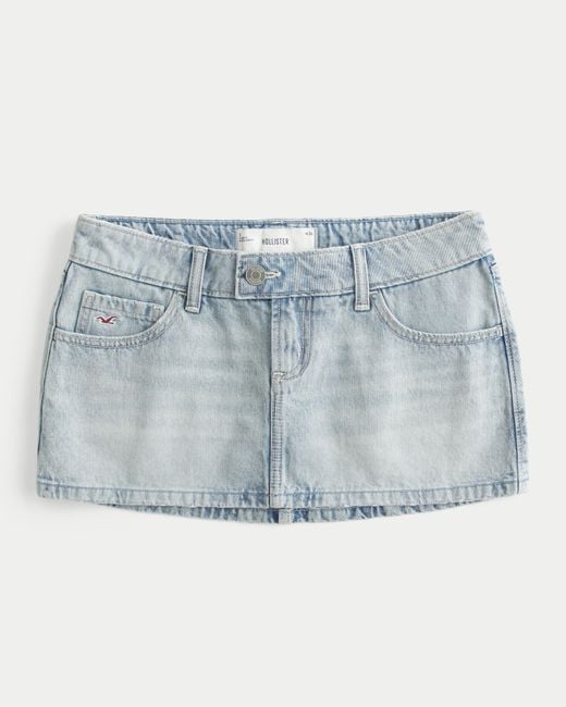 Hollister Blue Ultra Low-rise Denim Icon Micro Mini Skort