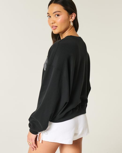 Hollister Black Lässiges Sweatshirt mit Rundhalsausschnitt und Hamptons-Grafik