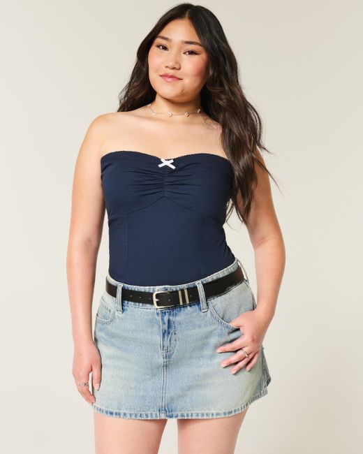Hollister Blue Low-rise Denim Mini Skort