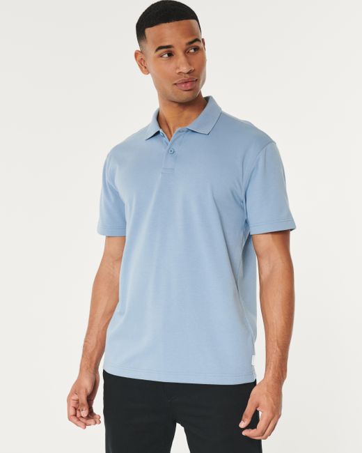 Hollister Blue Relaxed Cooling Polo for men