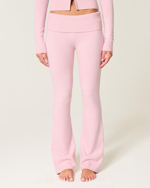 Hollister Pink Gilly Hicks Sweater-knit Foldover Waist Boot Pants
