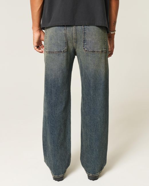 Hollister Blue Dark Wash Baggy Jeans for men