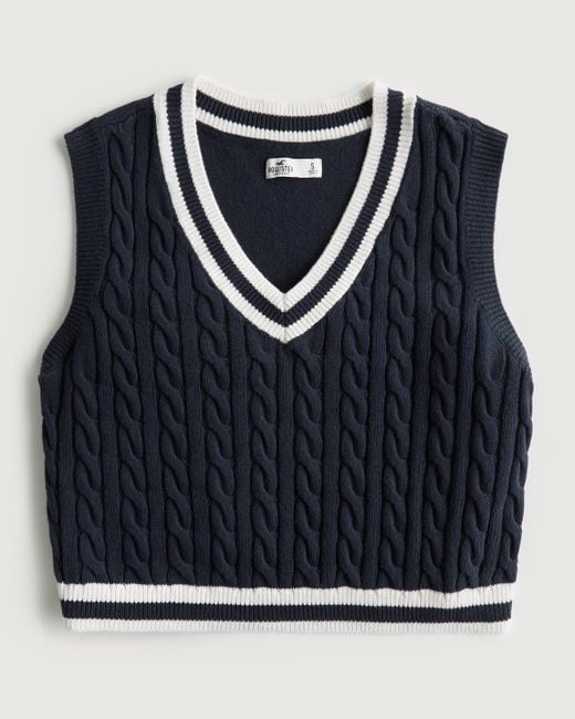 Hollister Blue Cable-knit Sweater Vest