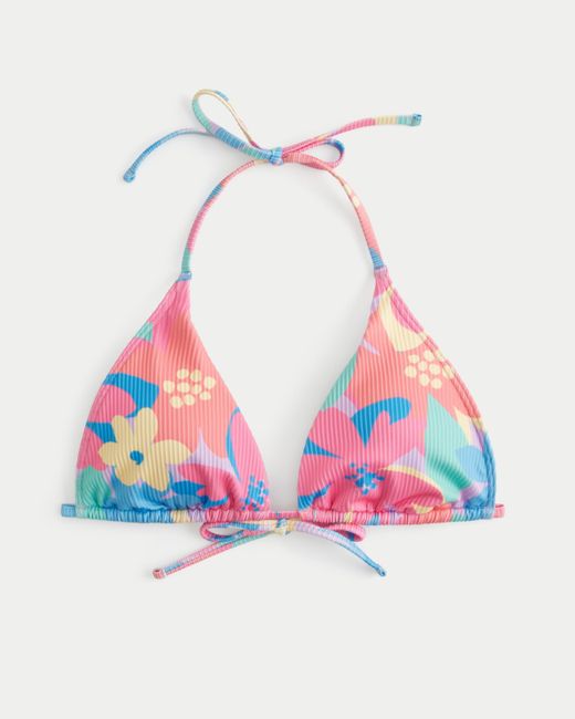 Hollister Multicolor Geripptes Triangel-Bikinioberteil im Multiway-Design
