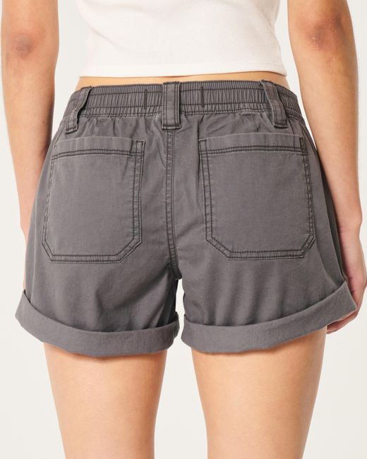 Hollister Gray Low-rise Adjustable Hem Shorts