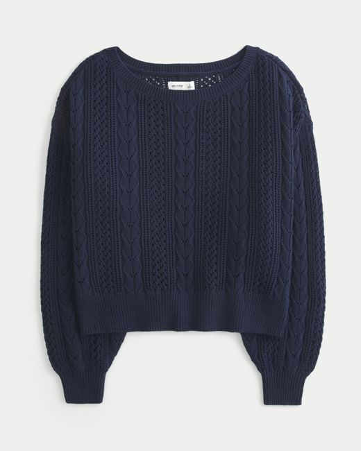 Hollister Blue Cable-knit Sweater