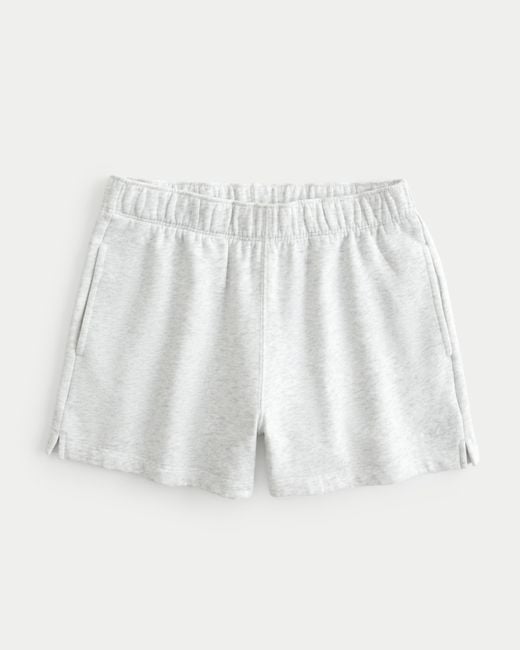 Hollister White Adjustable Rise Fleece Shorts