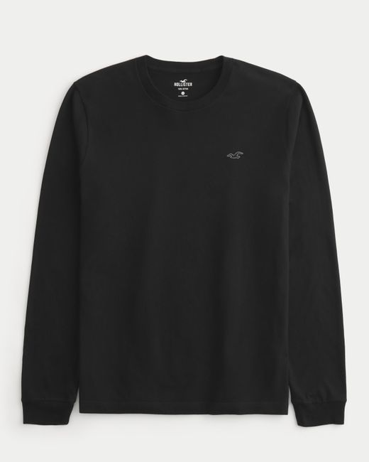 Hollister Black Long-sleeve Icon Crew T-shirt for men