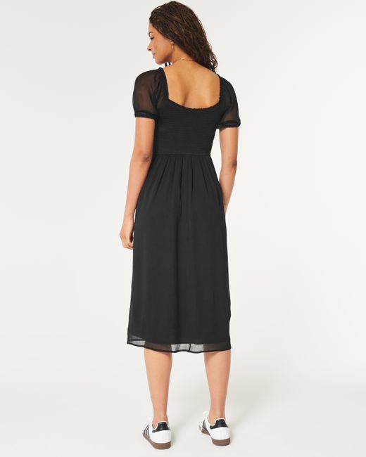 Hollister Black Short-sleeve Midi Dress